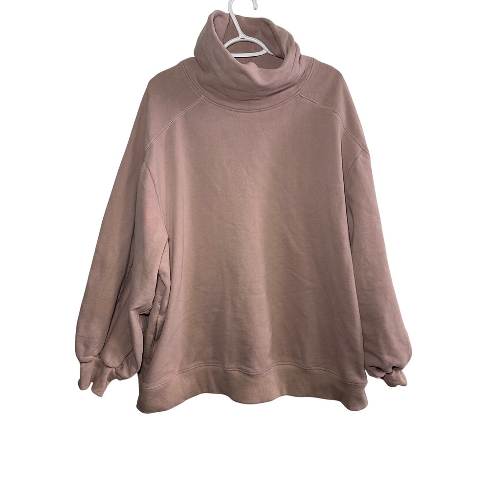 LIT Whisper Oversized Turtleneck Sweatshirt Dusty Rose Pink Dropped Shoulder XXL